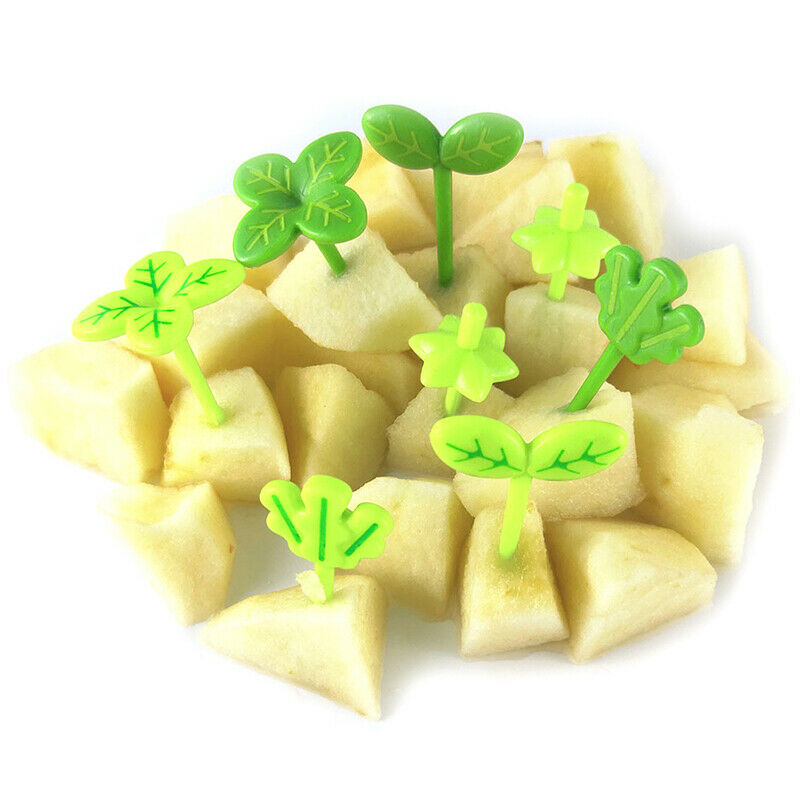 8pcs/set Fruit Fork Toothpick Leaves Decoration Lunch Box Bento Accessori.l8