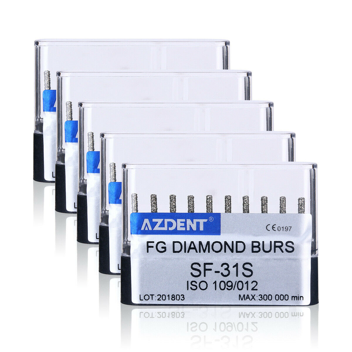 20 X Dental Diamond Burs  SF-31 Cylindrical Round Head for High Speed Handpiece