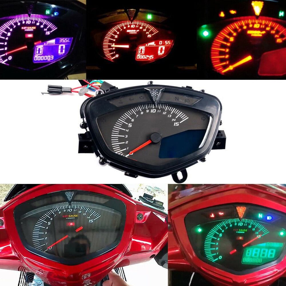 Motorcycle Universal LED Speedometer LCD Digital Odometer Gauge For Yamaha LC135