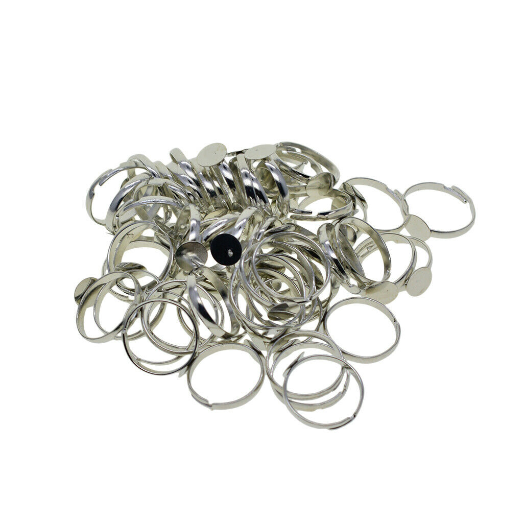 100x DIY Ring Blank 8mm Base Tray for Women Chic Finger Rings DIY Blanks