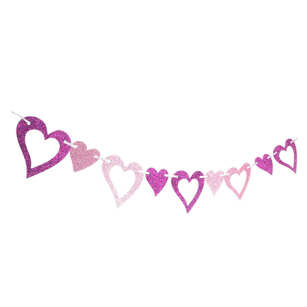 Glitter Felt Heart Garland Banner Wedding Birthday Party Decoration Props