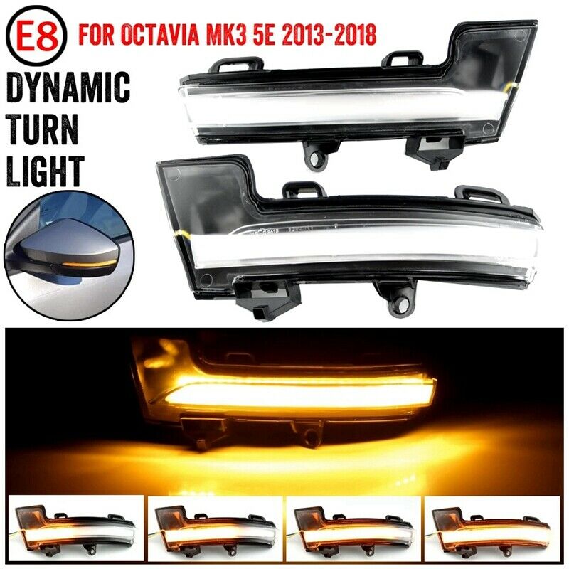 For Skoda Octavia Mk3 A7 5E T-Roc Troc  2014-2020 Car LED Dynamic Side RearvieV3