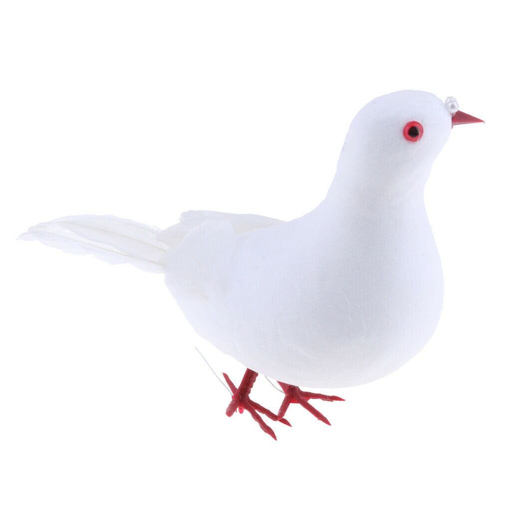 5Pcs Artificial Foam Feather White Doves Birds Craft Birds Home Wedding Decor
