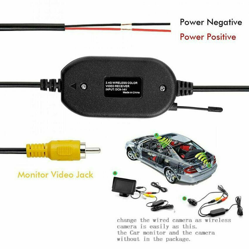 50M Range 2.4GHz Wireless Video Transmitter and Receiver for Car Backup Cam