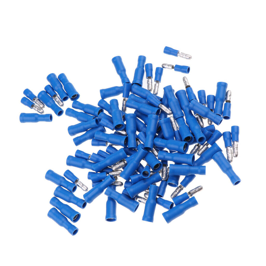 100 Pieces 16-14Gauge Insulated Wire Terminals Wire Crimp Connector Blue