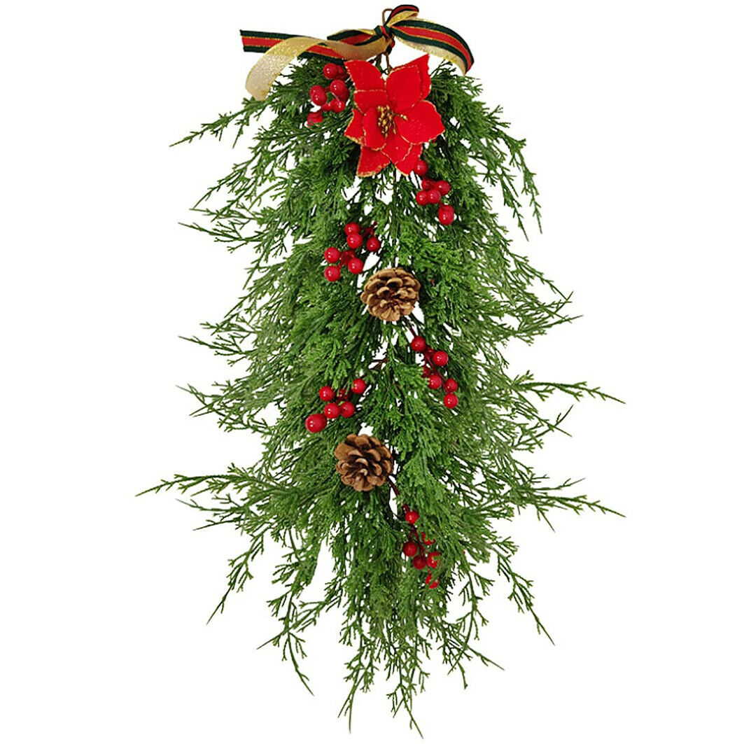 Christmas Artificial Berry Pine Garland Wreath Plant Outdoor Wall Hanging Decor