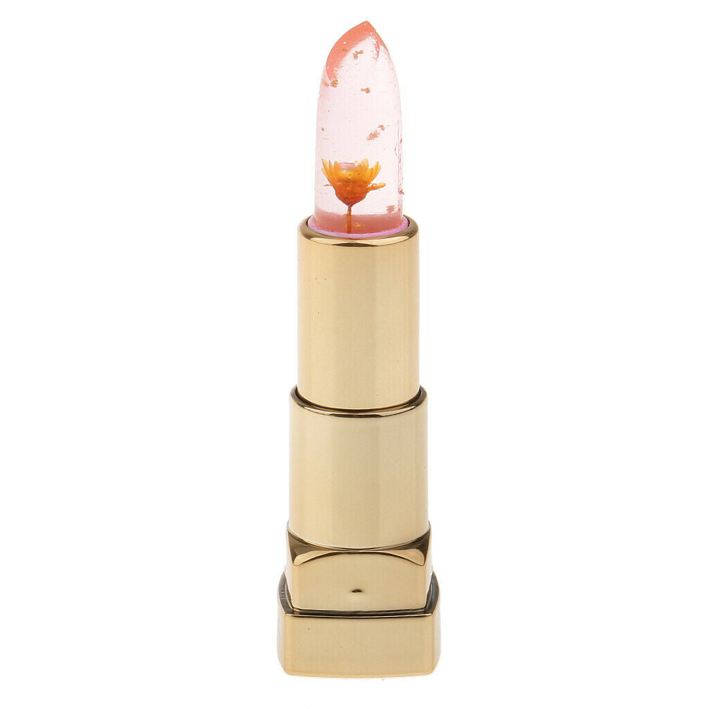 Clear Jelly Temperature Change Color Lipstick Flower Inside Orange Flower