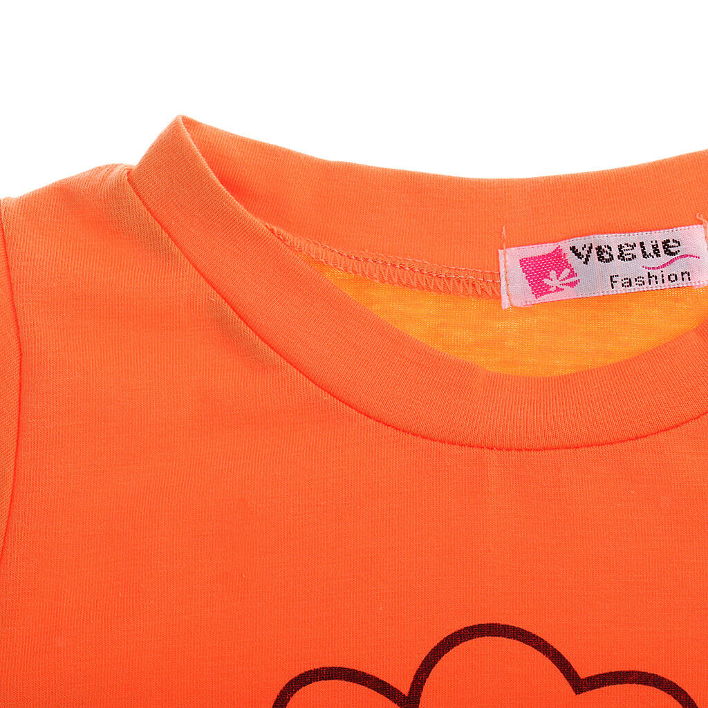 Stylish Kids Girls Orange T-shirt Tops and Black Pants 2Pcs Outfits 90cm