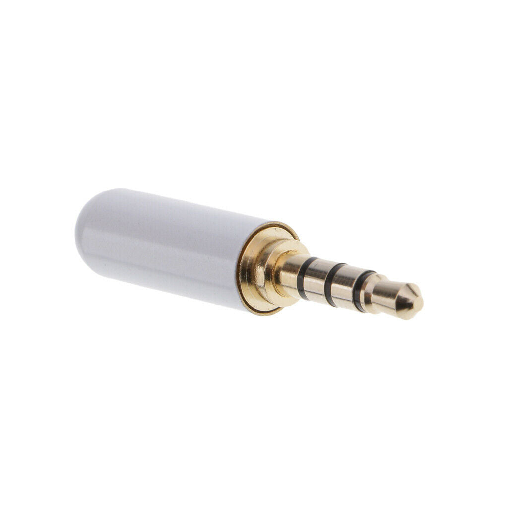 2 Pieces 3.5mm 1/8" TRRS 4 Pole Male Plug A/V Solder Connector White