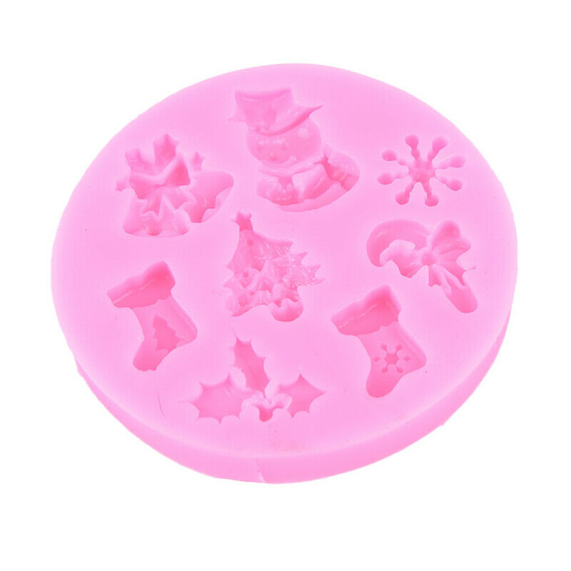 Christmas Snowman Shaped Fondant Silicone Mould Kitchen Baking Chocolate .l8