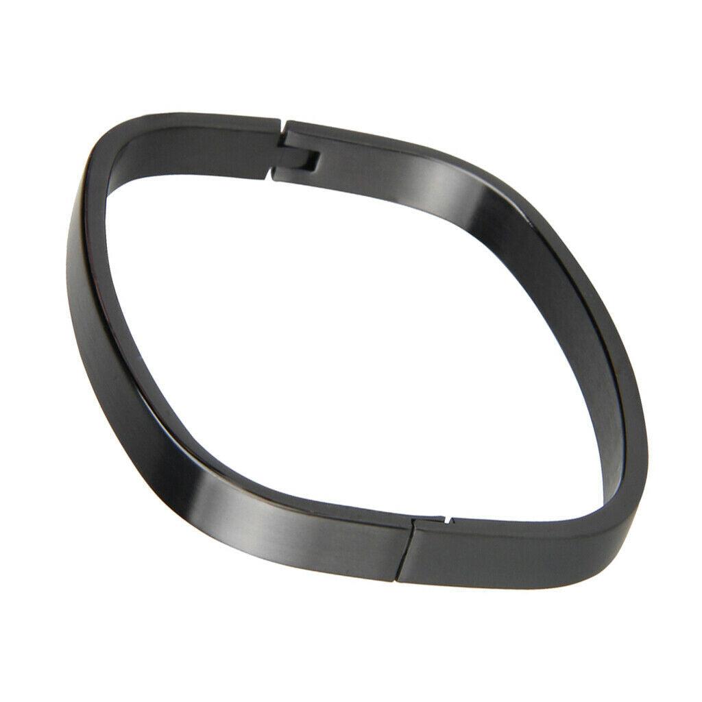 Stainless Steel Couples Bracelet Cuff Bangle Square Wristband Black 6mm