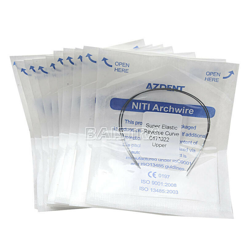 50X Dental Super Elastic Reverse Curve Niti Rectangular Arch Wire 17X22 Upper