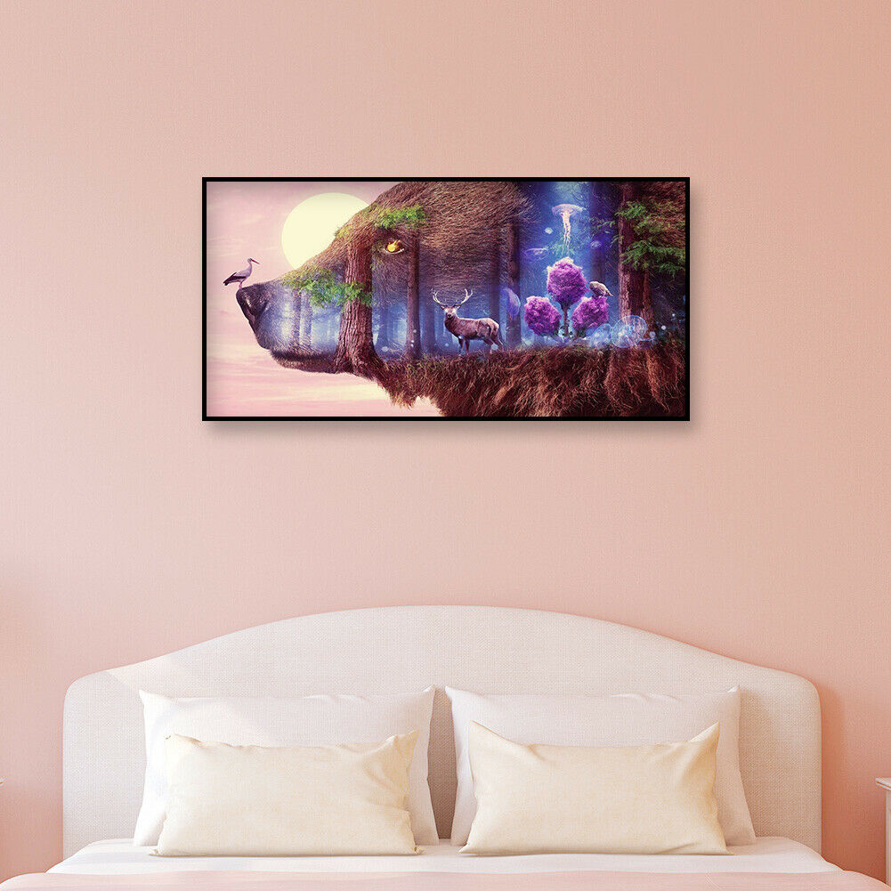 5D Diamond Painting DIY Bear Deer Full Round Drill Handmade Animal Pictures @