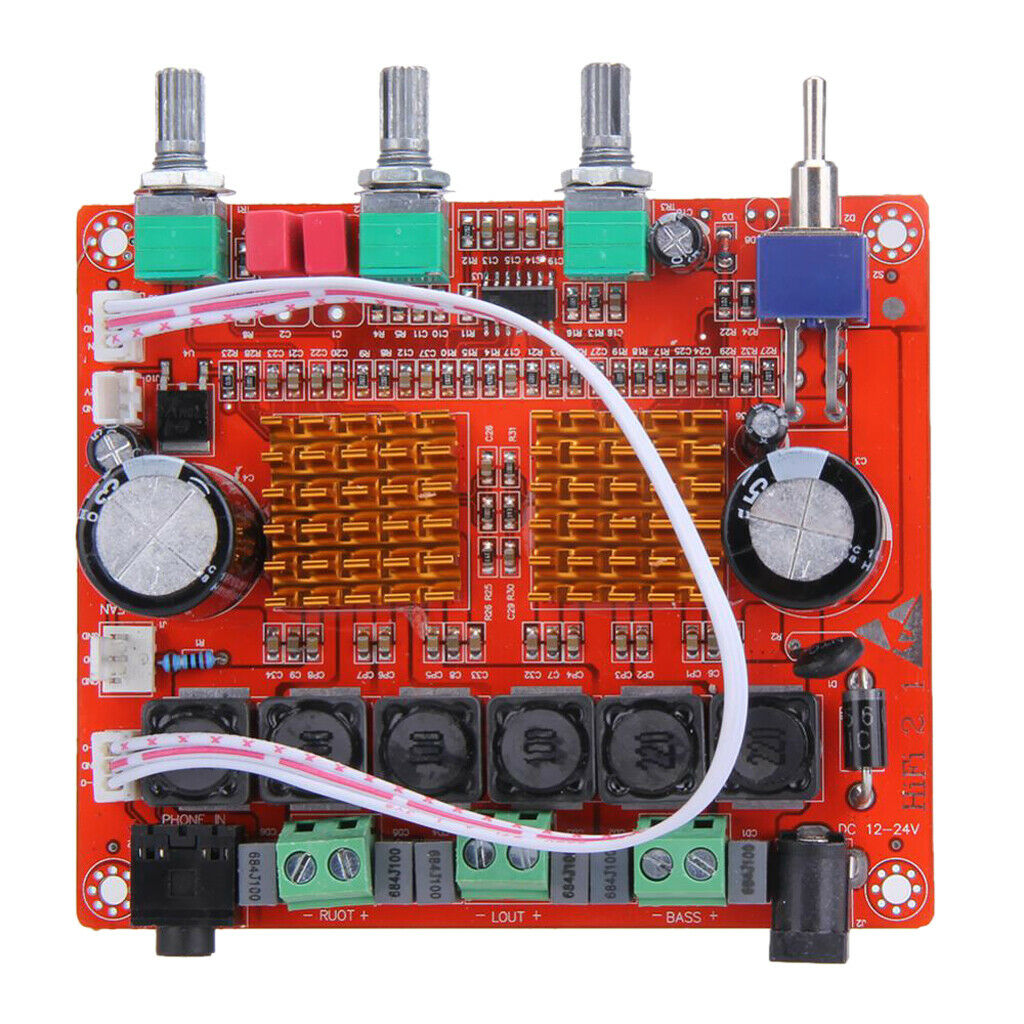 Adjustable PCB Board Digital Amplifier Module 2.1 Channel 12V-25V 80HZ-500HZ