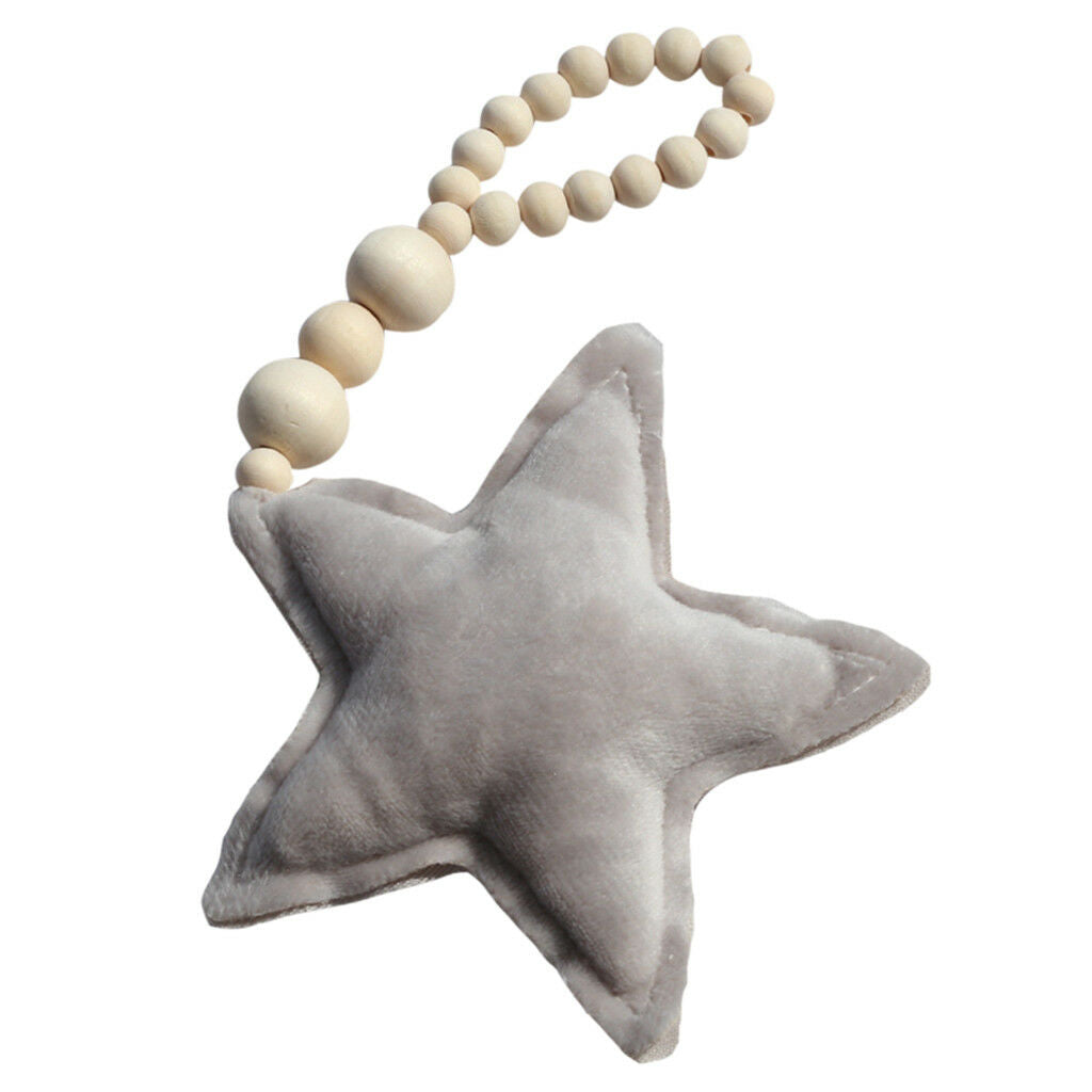 Beaded Grey Star Pendant Wall Hanging Ornament for Kids Bedroom Decoration
