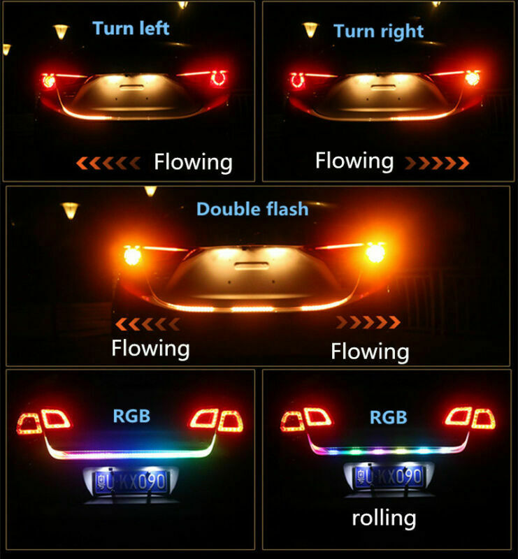 47" RGB LED Car SUV Rear Trunk Strip Back-up Tailgate Brake Drive Signal Lights