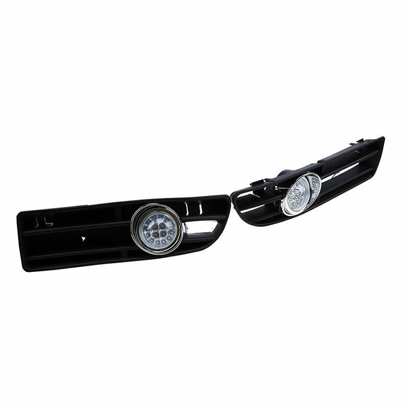 Pair Front LED Bumper Grille Fog Lights Lamp White For VW Bora Jetta MK4 99-07