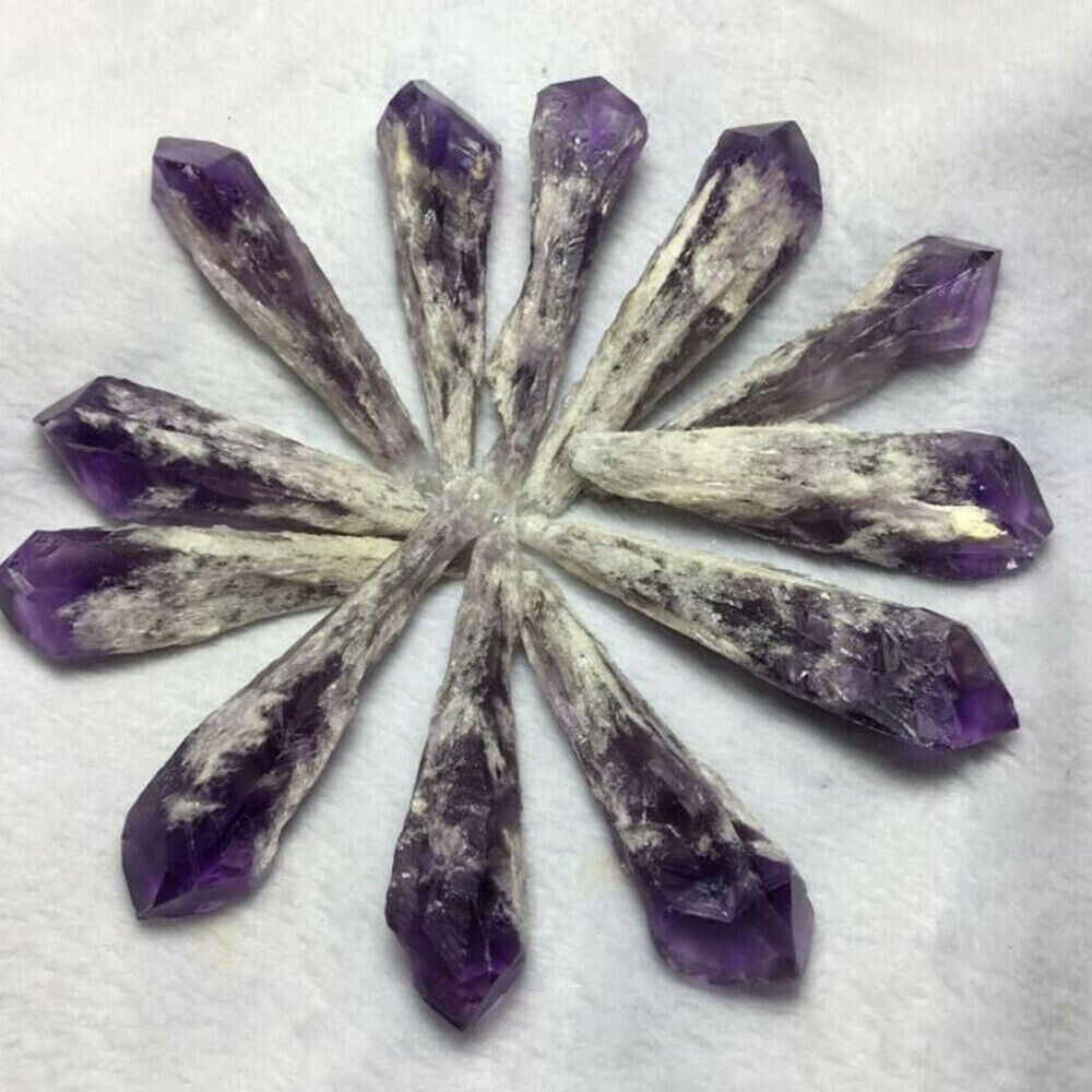 Natural Amethyst Quartz Cluster Crystal Wand Point Healing Specimen Reiki Stone/