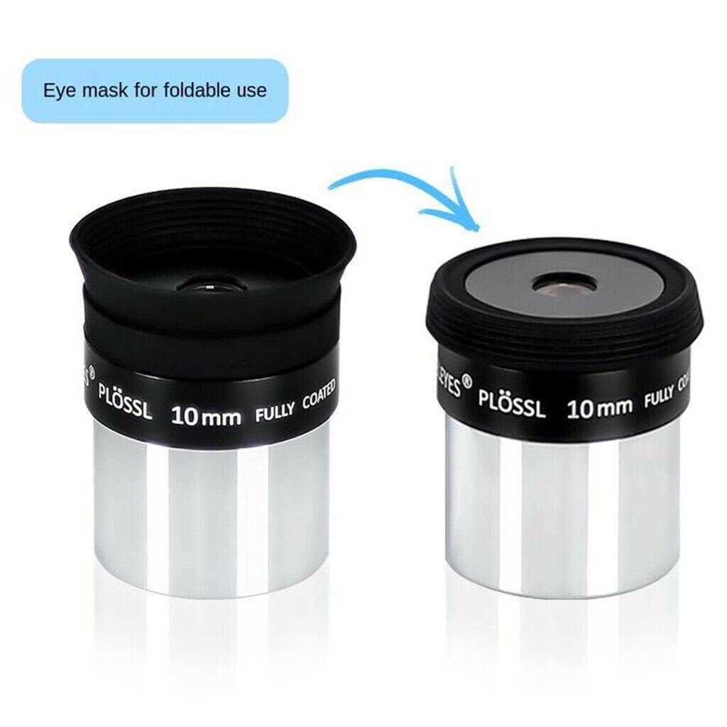 1.25'' 10mm Plossl PL Eyepiece Lens for Astronomy Telescope Accessory Black