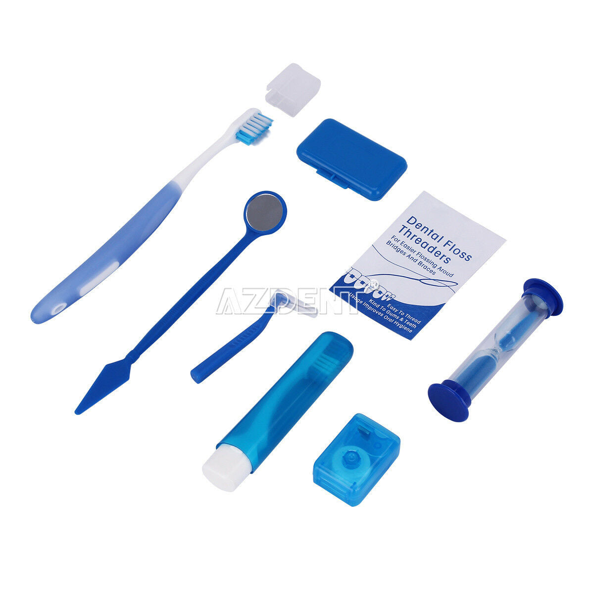 10xAZDENT Dental Orthodontic Oral Care Kit Brush Ties Toothbrush 8Pcs/Kit Blue