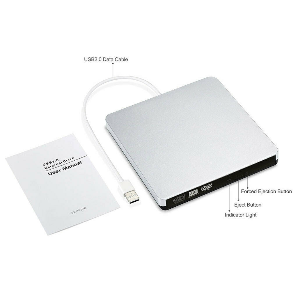 External USB2.0 DVD CD-RW Drive Writer Burner DVD Player For Macbook Air/Pro