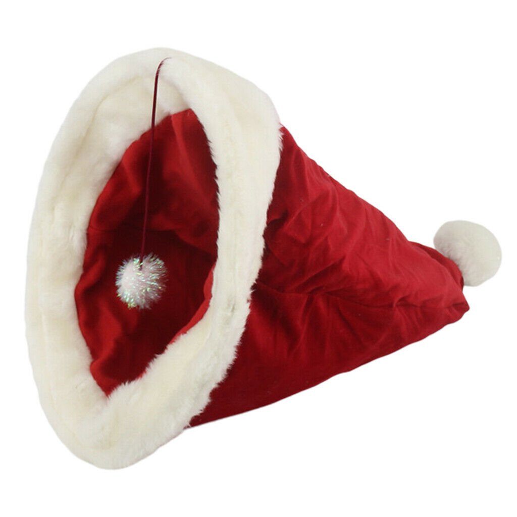 Christmas Hat Pet Bed Warm Soft, Small Dog Bed, Cat Nest for Small Pet,