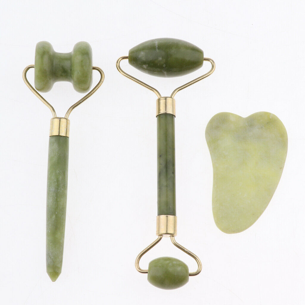 3 in 1 Natural Jade Roller Gua Sha Massager for Men Women Lifting Tools