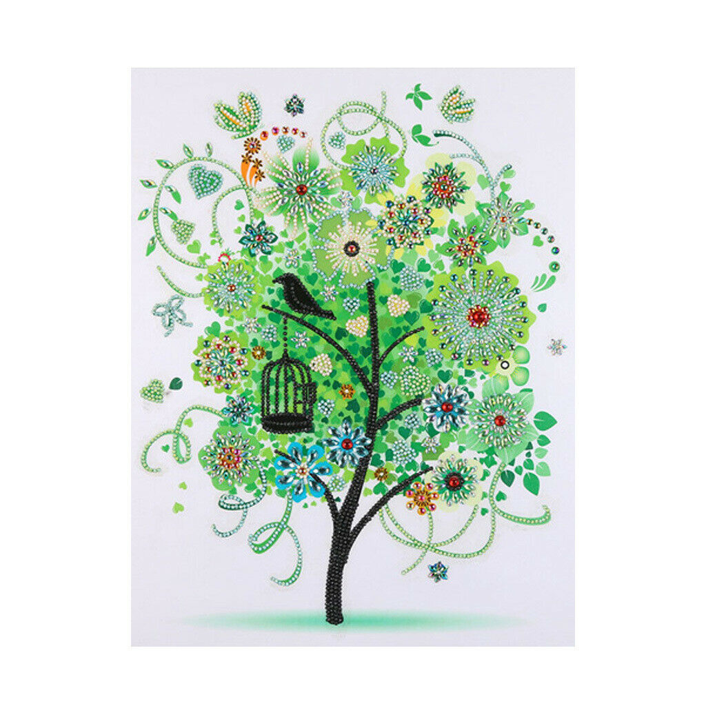 Treer-shaped DIY 5D Diamond Paiting Cross Stitch Kit for Arts Craft Green