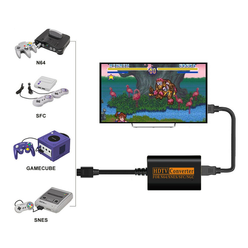 720P Gamepad Converter Adapter for N64/SNES Gamecube Console HDMI Cable