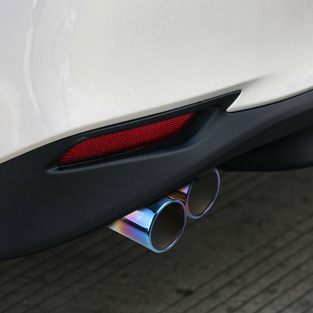 Dual Outlet Burnt Blue Car Exhaust Tip Stainless Steel Muffler Silencer @