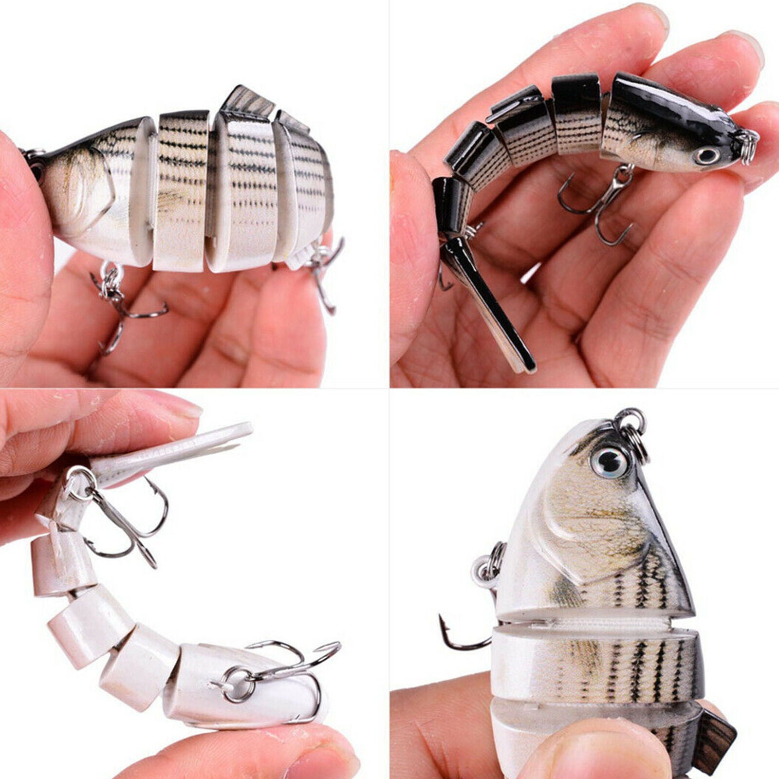 10PCS Fishing Lures Crankbaits Bass Minnow Crank Multi Jointed Baits Swimbait