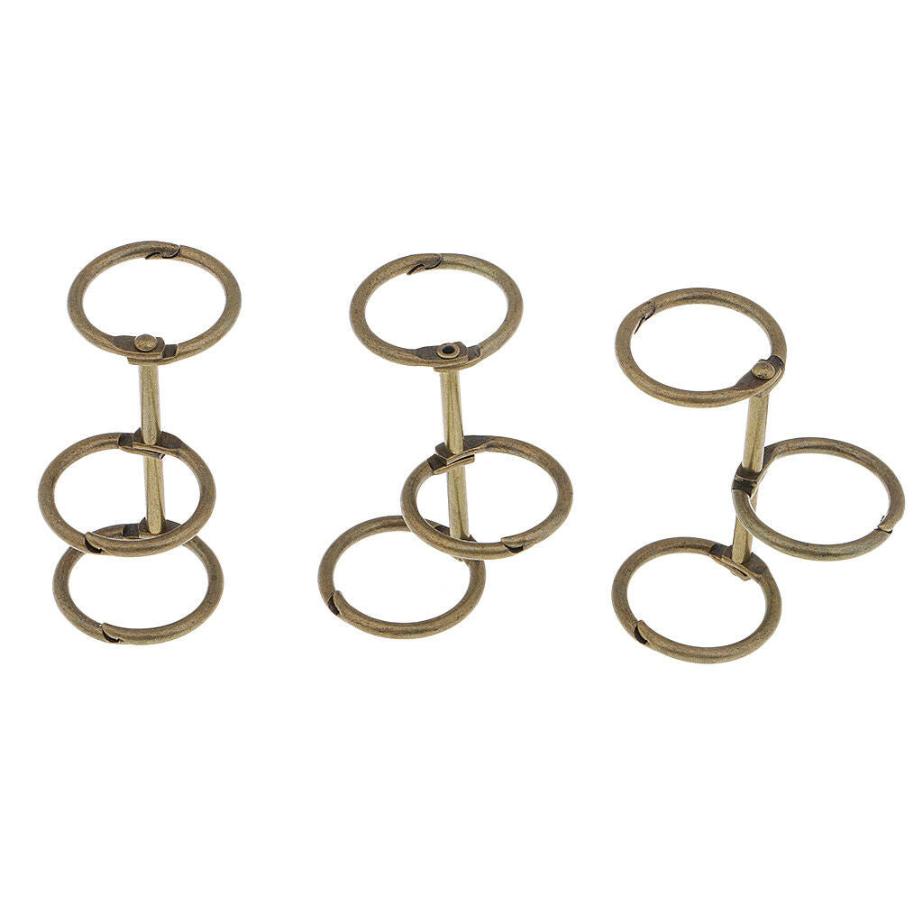 3Pcs Bronze Loose Leaf Binder Spiral Ring fits A5 A6 Student Office Supplies