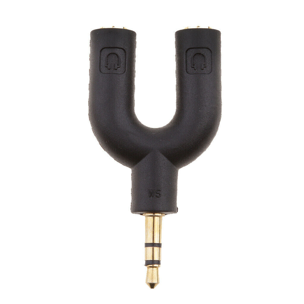 2Packs 3.5mm Double Jack Y Audio Splitter Headphone Adapters for Phone Mp3 Black