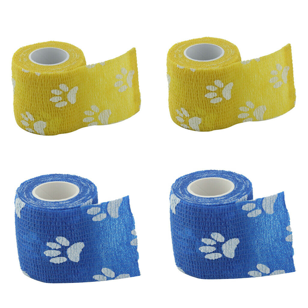 4 Rolls Vet Wrap Bulk, Bandage Wrap Vet Tape - 450cm Long and 5cm Wide -