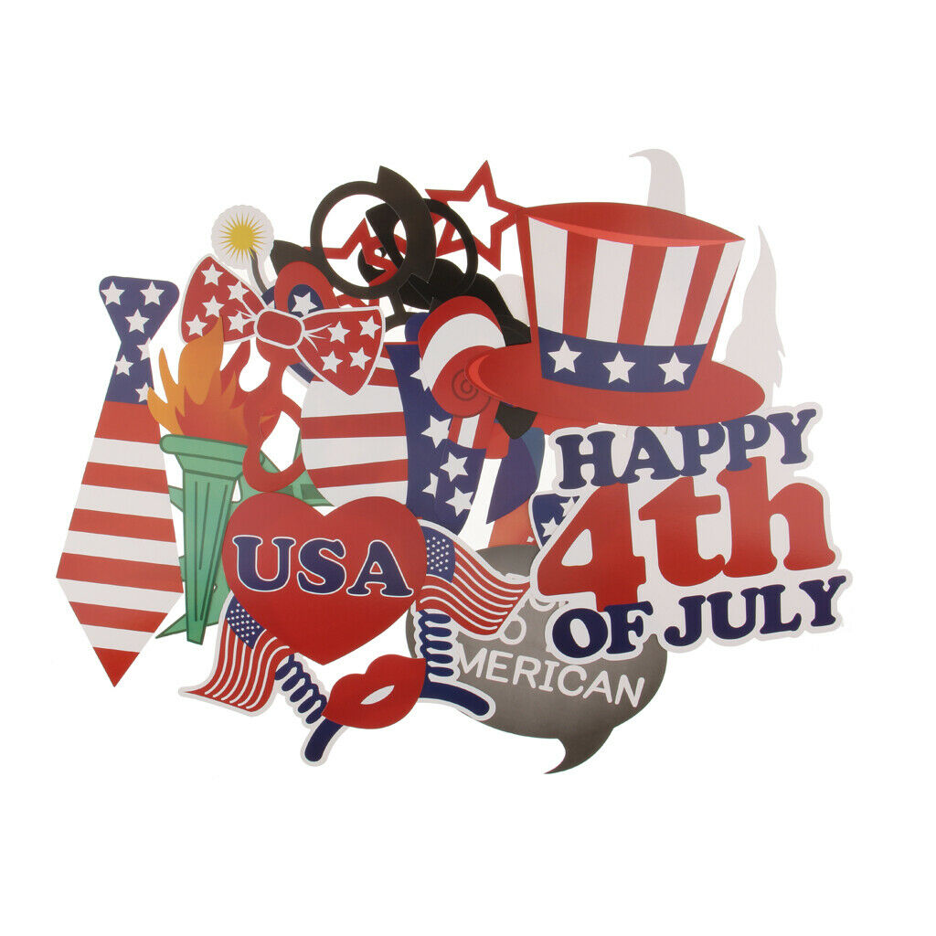 24 Pieces Happy 4th of July Photo Booth Prop USA Independent Day Supplier