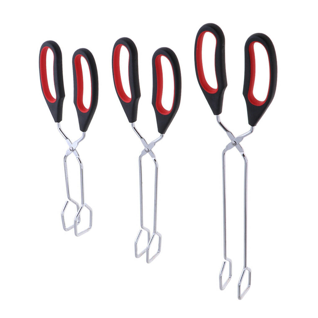 4 Pieces Stainless Scissor Kitchen Tong Cooking Food Bread Silicone Handle