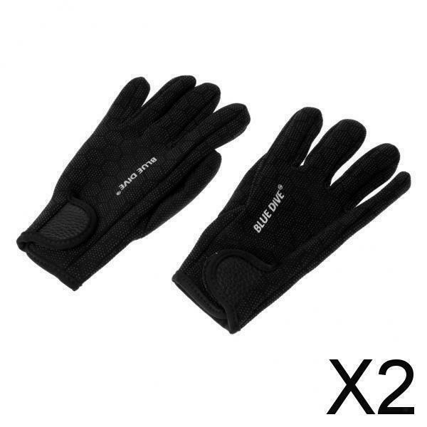 2X 1 Pair 1.5mm Neoprene Wetsuits Gloves Diving Swimming Surfing Canoe M Black