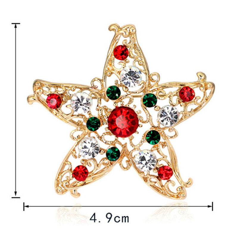 1x New Unisex Star Crystal Rhinestone Snowman Christmas Brooch Pin Xmas Gi.l8