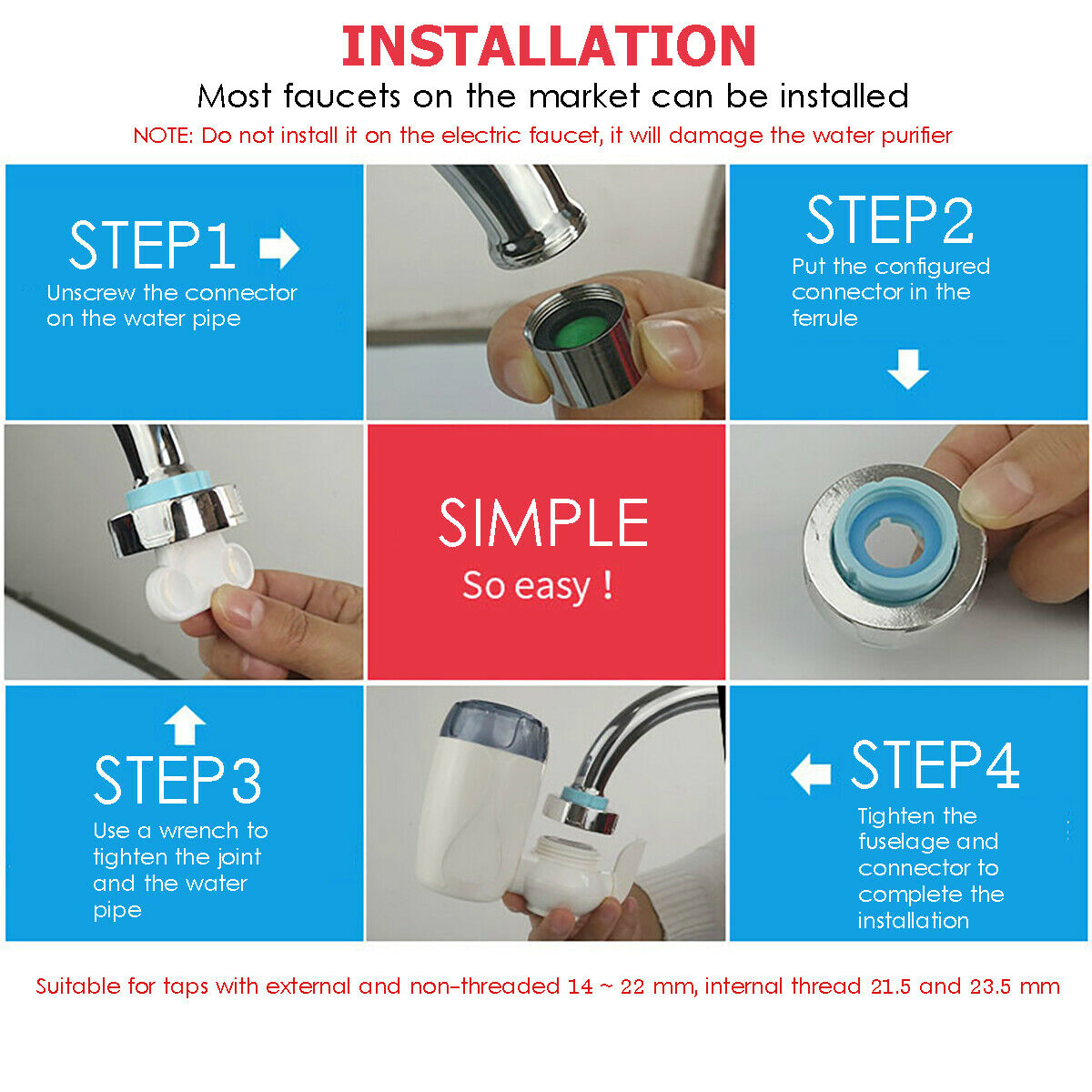Tap Water Purifier Clean Kitchen Faucet Washable Removal Replacement Filte