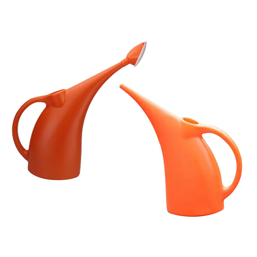 2 Pieces Lightweight Watering Can Garden Plants Indoor Outdoor 2L Orange