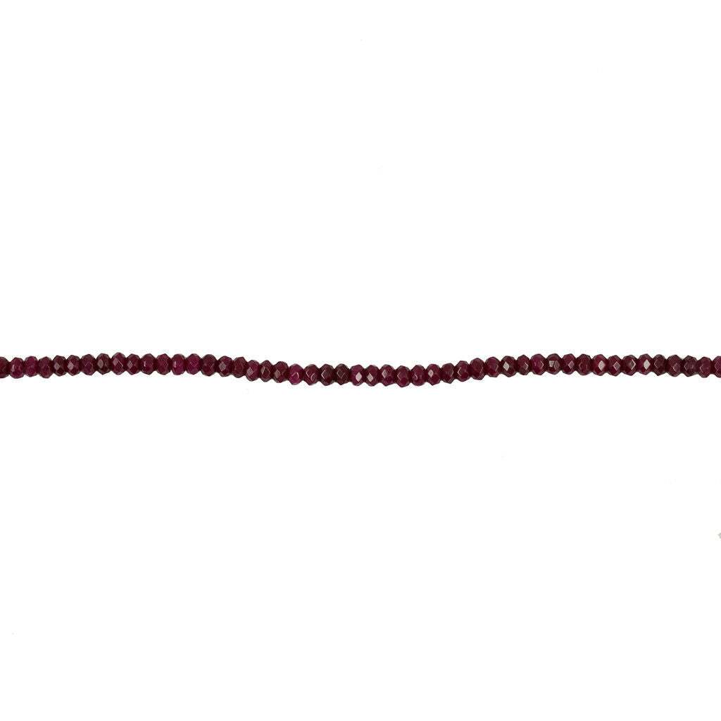 15 "Natural Faceted Ruby Red Jade Rondelle Loose Bead Strands