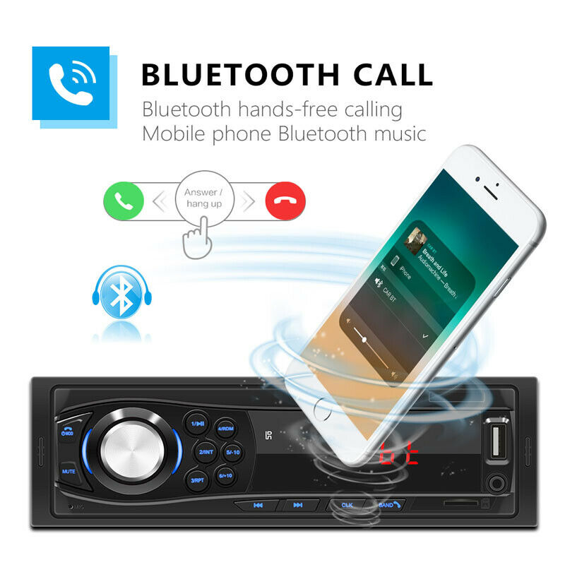 12V Car 1 Din Bluetooth Hands-free MP3 Player Card U Disk FM Radio Audio USB 2.0