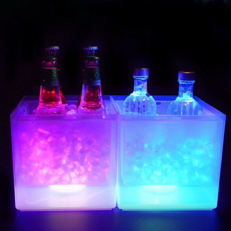 3.5L Bar KTV Plastic Electronic Ice Bucket LED Light Double Layer Square Ice BP9