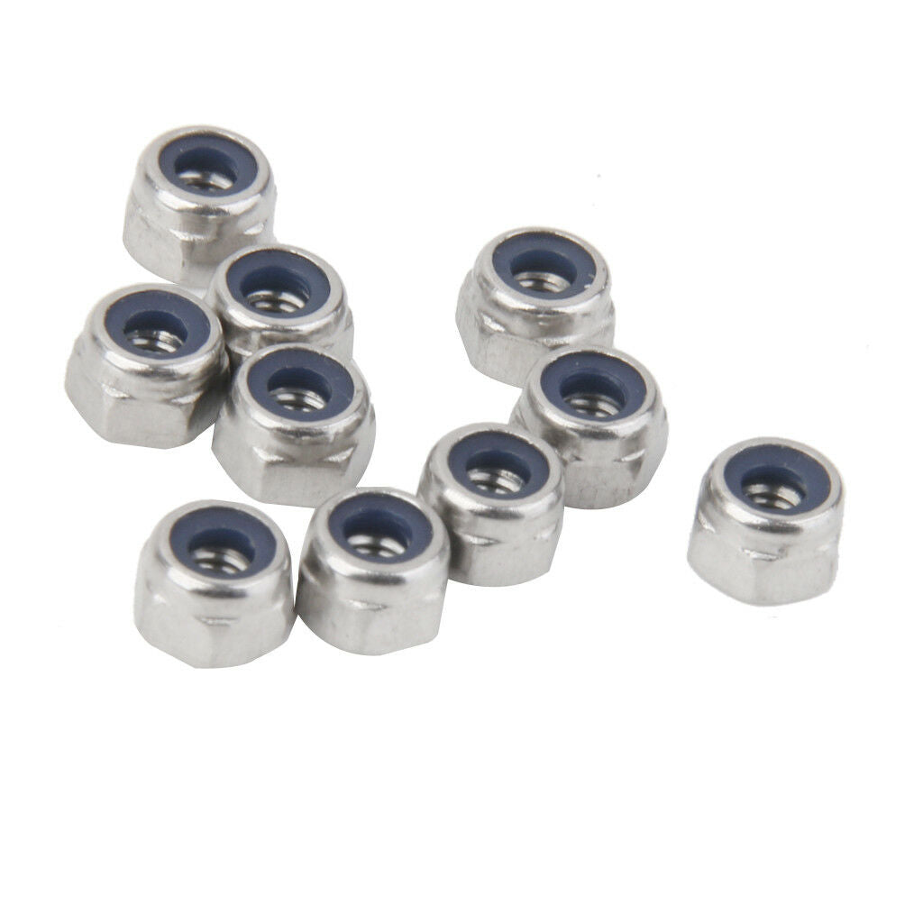 10Pcs M3 A2 Stainless Steel Nylon Insert Hex Lock Nuts to Fit Metric Bolts