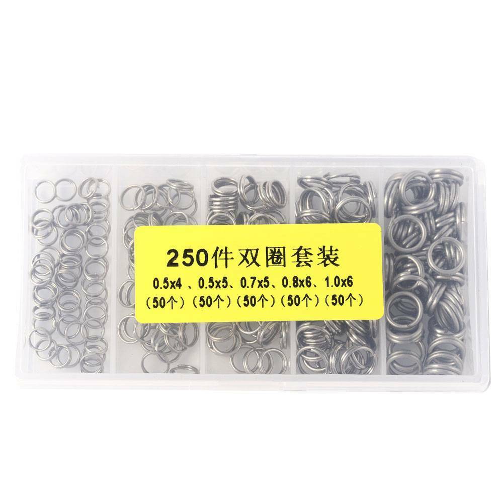 250pcs 5 Size Fishing lures Split Rings Stainless Steel For Fish Snap Connector-