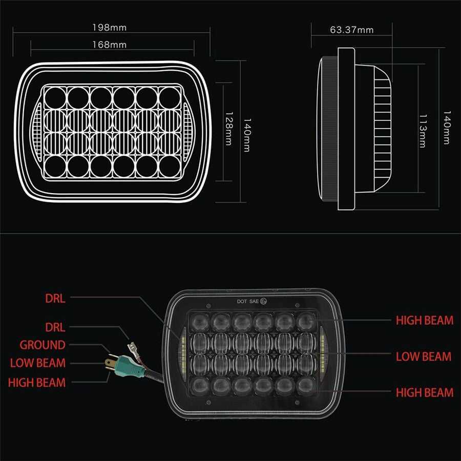 1PC 7" 10-30V Truck Car SUV Hi/Lo Beam LED Bulb Headlight H4 Headlamp Waterproof