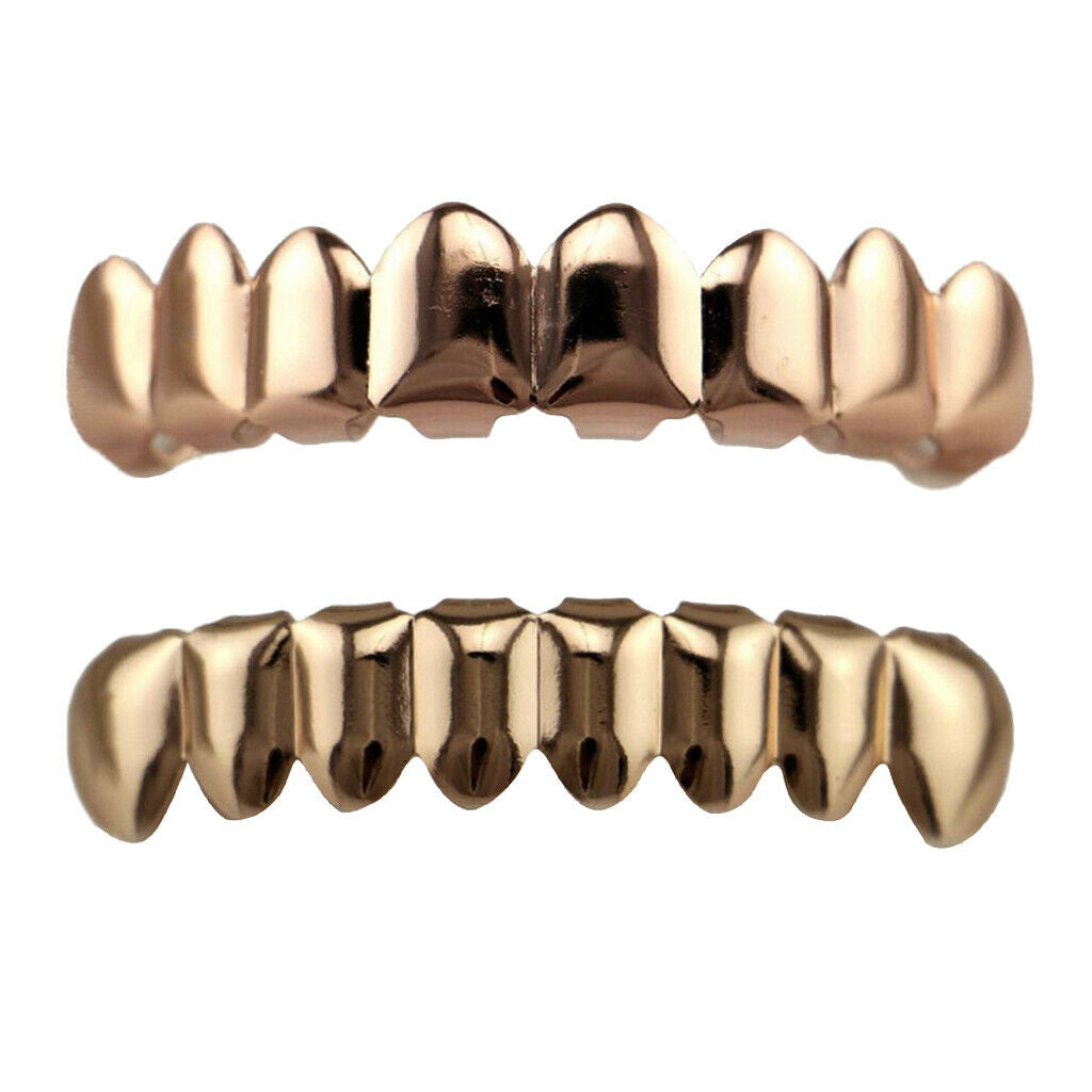6pc Hiphop 8 Top / Bottom Teeth Grills  Mouth Tooth Caps Party Jewelry