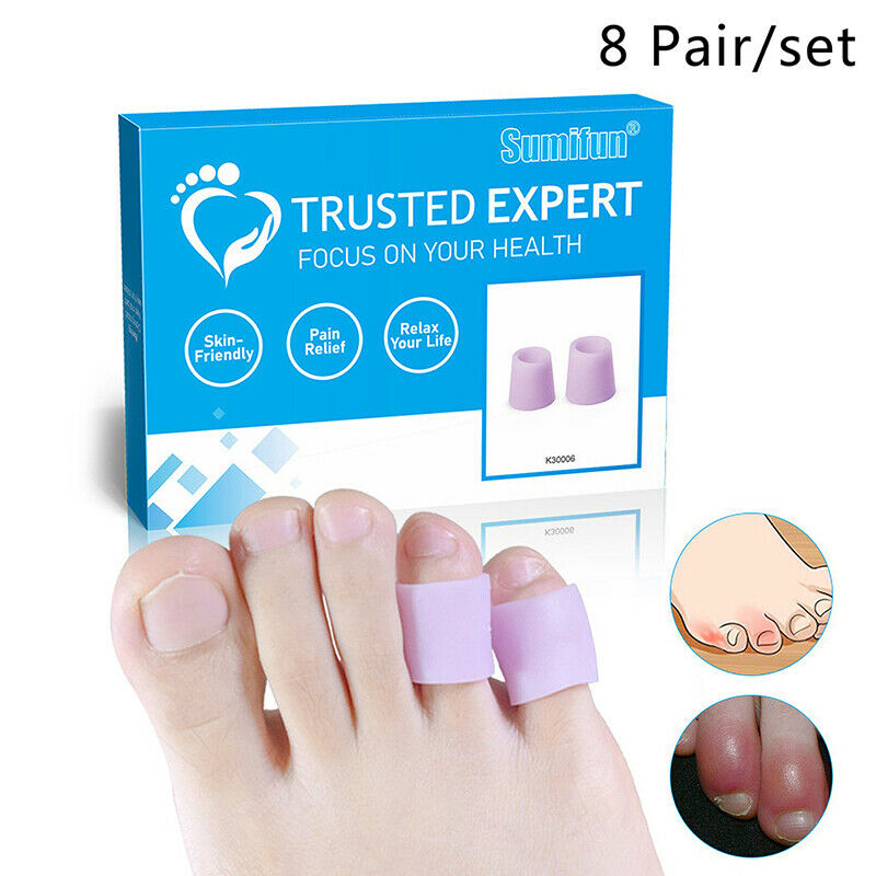 16Pc Purple Silicone Fingers Toe Protector Callus Corn Corrector Thumb Se.l8