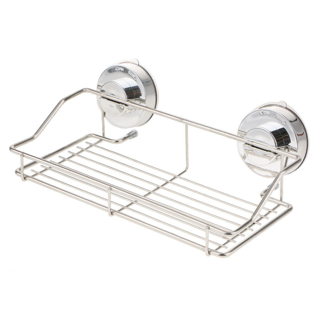 Stainless Steel Kitchen Bathroom Shower Shelf Storage Suction Basket Rack