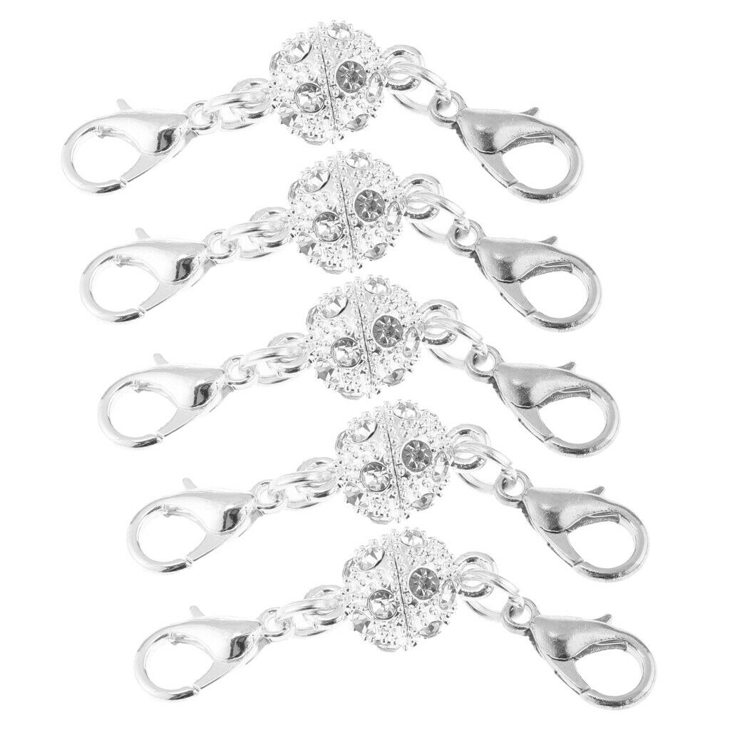 10Pcs 8mm Crystal Round Ball Lobster Clasp Hook Magnetic Connector Craft DIY